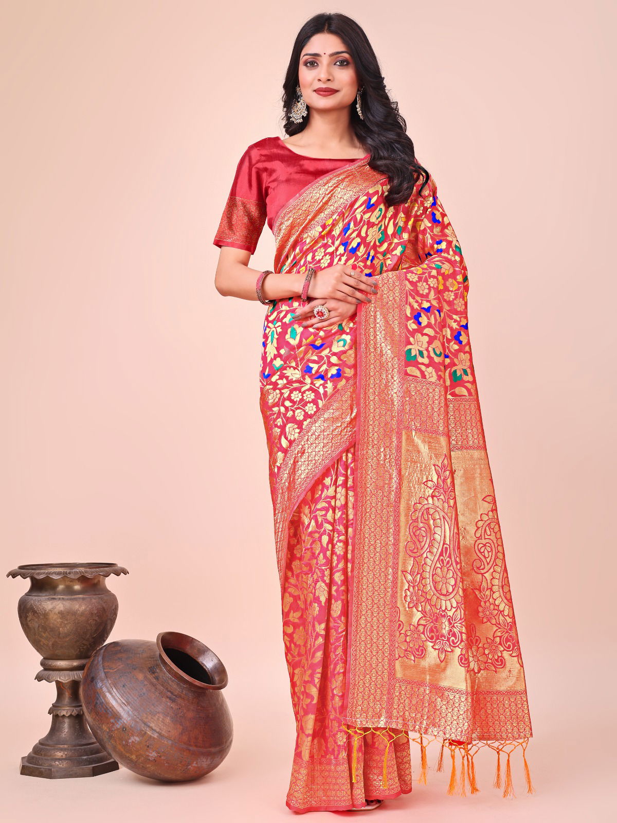 Kashmiri By Astita Linen Silk Wedding Wear Saree Suppliers In India